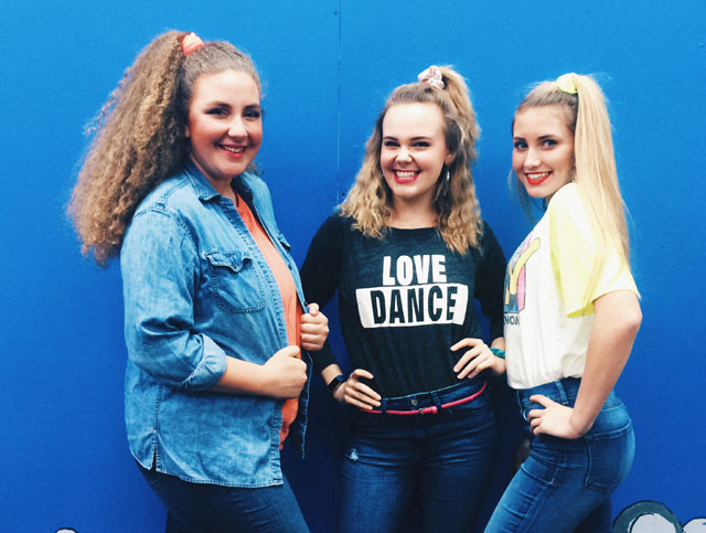 Freshmen Shelby Jenkins, Aby Beck, and Madeline Bohlman rock their 80's costumes. Mrs. Locke's and Mr. Snow's small groups teamed up, all dressing like they were from the 80's.