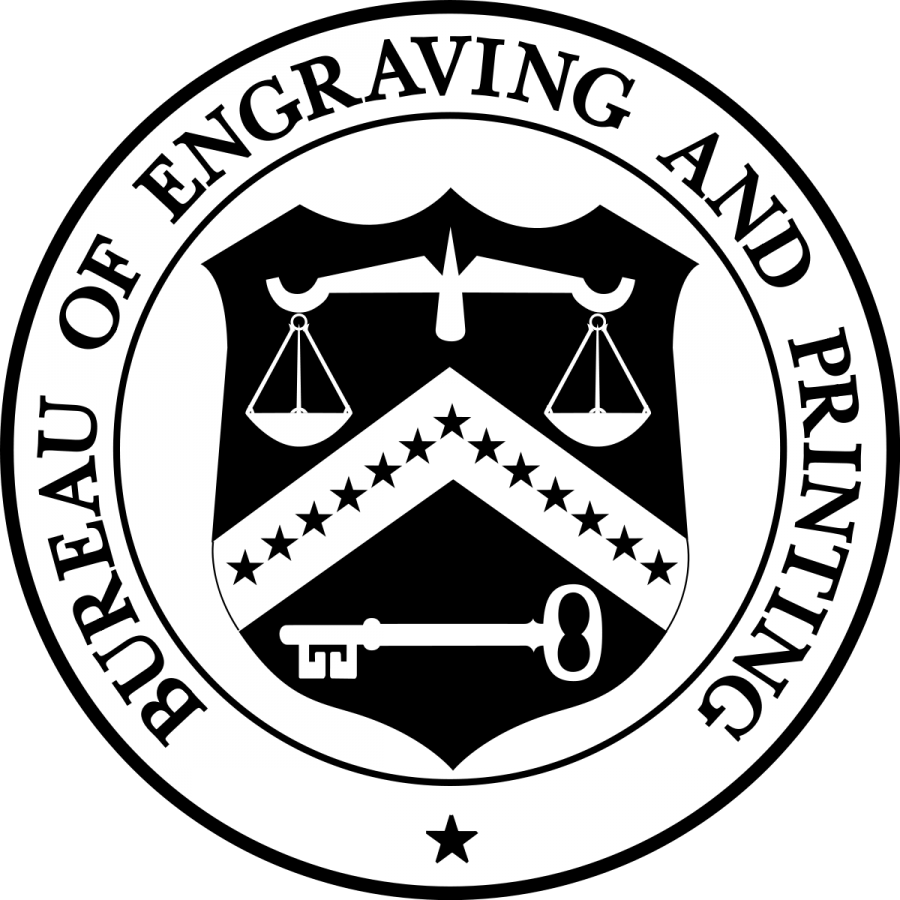 Bureau of Engraving and Printing logo.  Students and Parents were not allowed to take pictures inside the factory. 