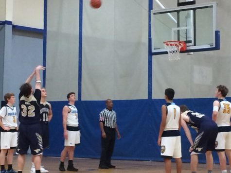 Mac Grimes shoots a free throw against Coram Deo in district play.
