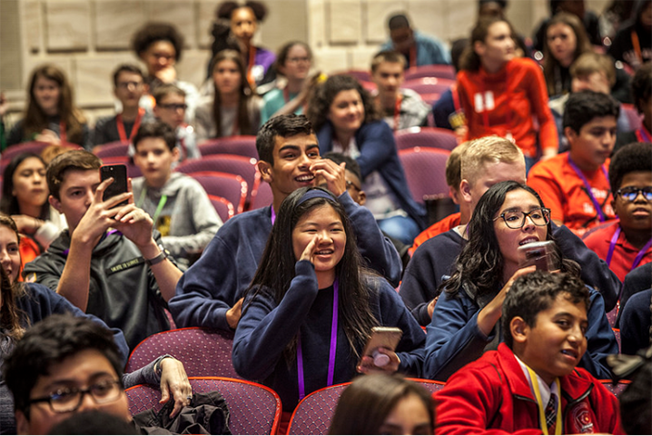 Middle School students eagerly watch and engage during the event held at SMU.