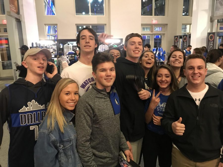 A group of Seniors attends the Dallas Mavericks basketball game at the American Airlines Center. 