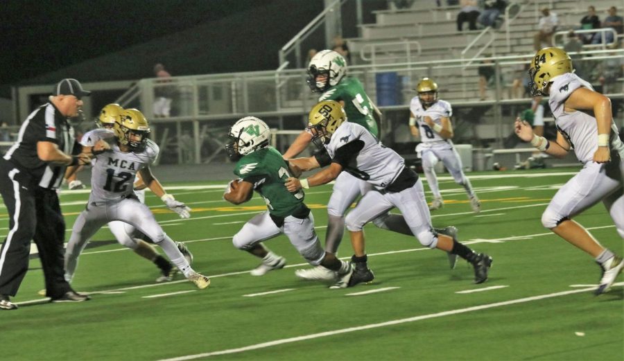Harrison Bailey making a tackle  in the first game of his Senior season against Valley View. 