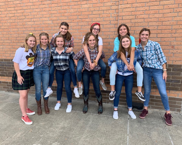 Freshman girls gather for a picture on Wild West Wednesday.