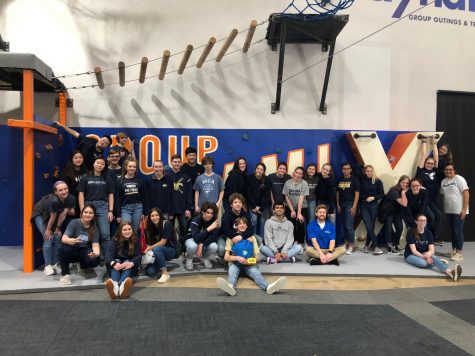The freshmen gather together for a photo at Group Dynamix before they leave.