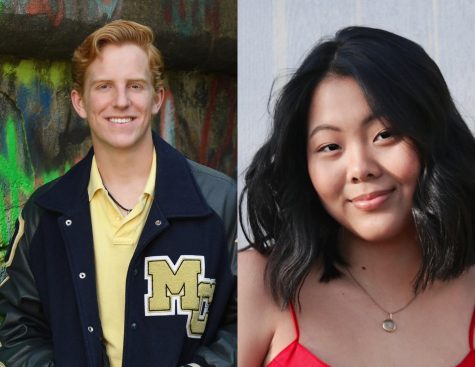 On the left is senior Jason Cross and on the right is senior Joy Chiang.