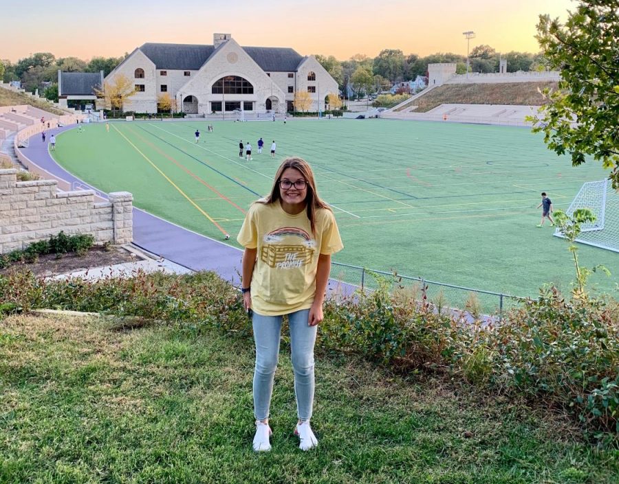 Sophomore Kate Nordhaus posing for a picture at Kansas University.