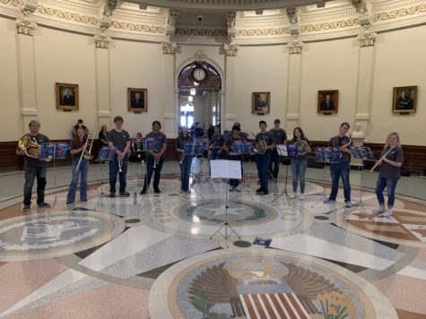 The Jazz Band Poses for a photo in the Texas States Capitol