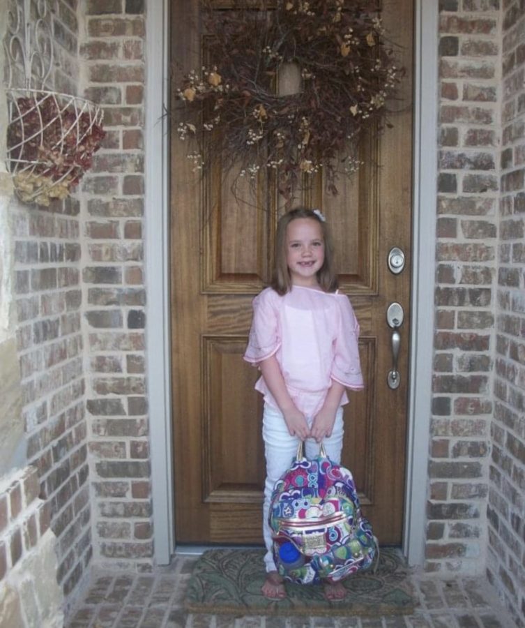 Senior Sam Youngblood on her first day of kindergarten.