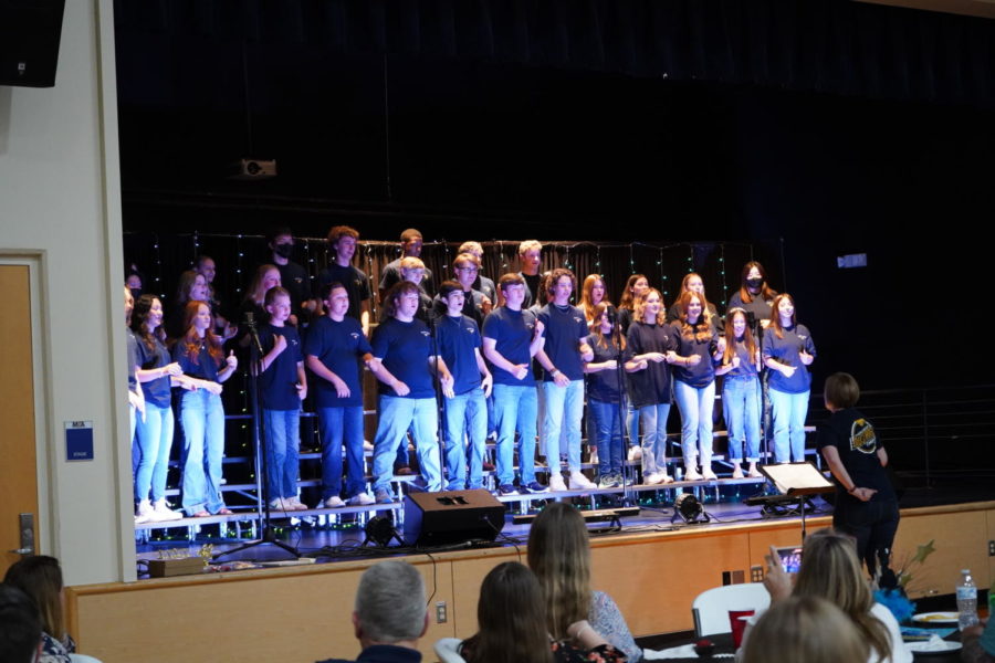 Choir performs their last songs to wrap of the school year.