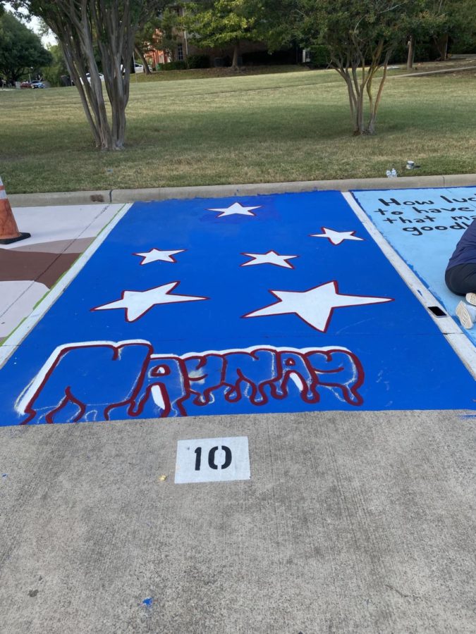 Senior Nathan Roach painted a red, white and blue parking spot.
