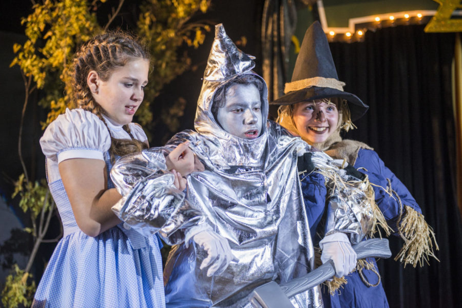 Seventh graders, Landrie Joseph, Brooks Brown and Elizabeth Thompson star as leads in “Oz.”