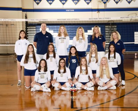The Mustang Varsity Volleyball team picture.