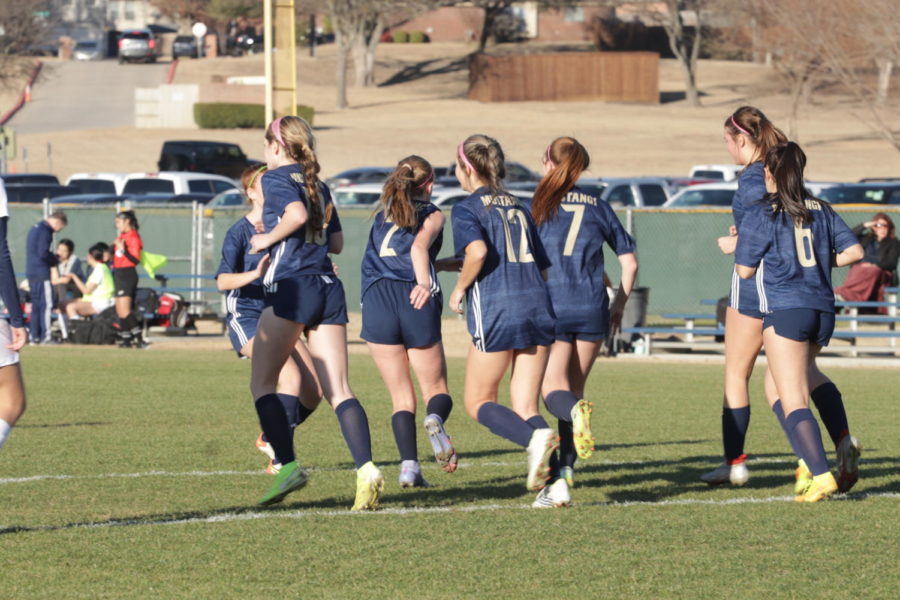 The Lady Stangs' get ready to get back to play.