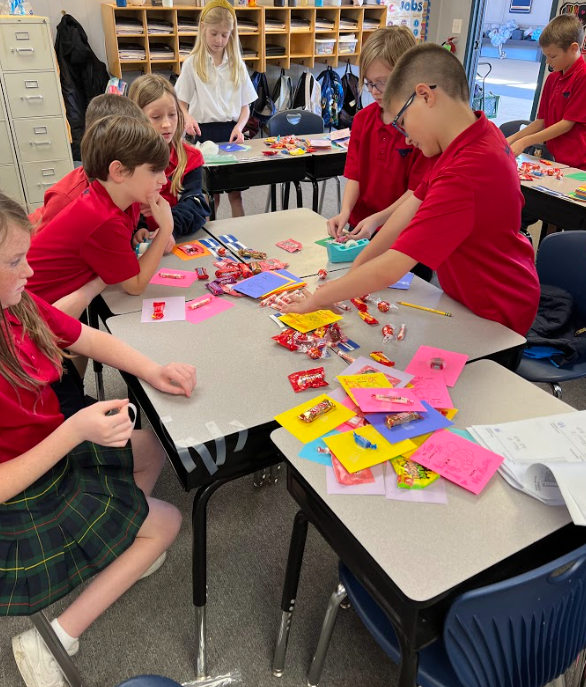 Mrs. Shackelfords fourth grade class creating valograms. 