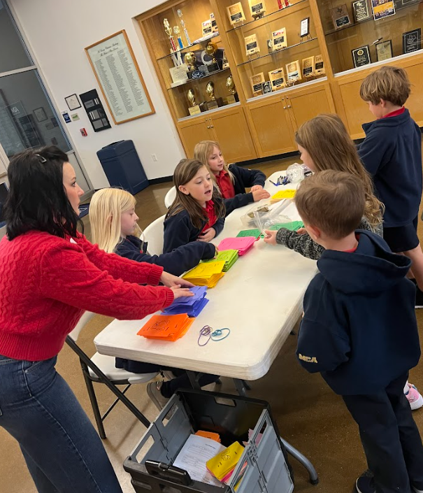 Second graders setting up to start creating valograms. 