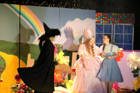 Dorthy meeting the Wicked Witch with Glinda the Good Witch.