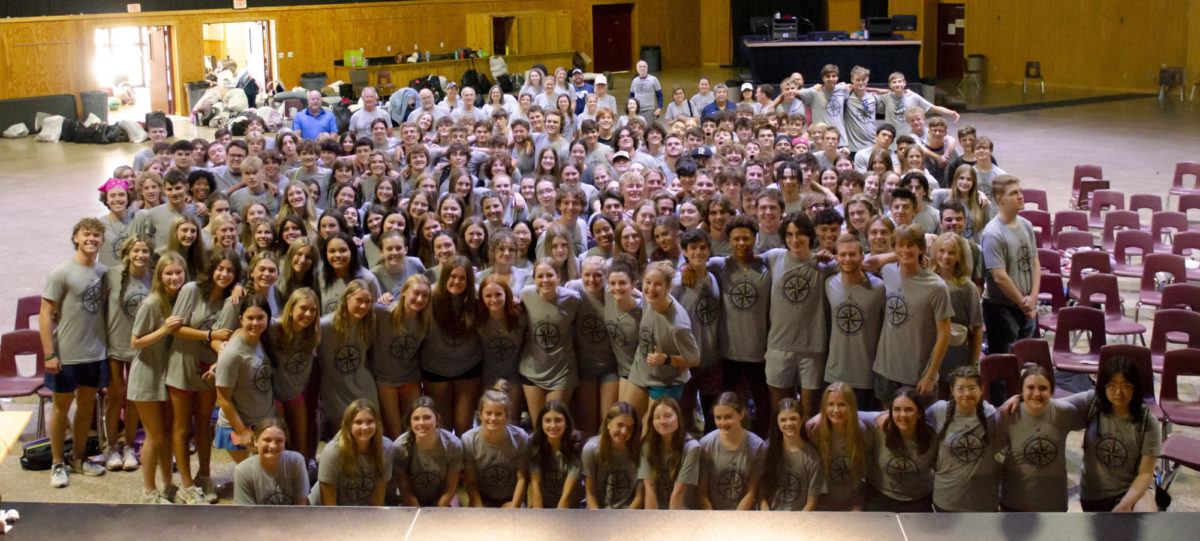 The Upper School students get together for a group photo. 