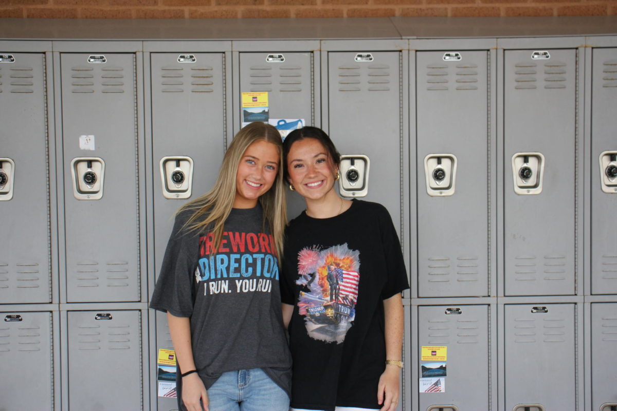 Juniors Adi Vanover and Ellie Neeman pose for a photo on Red, White, and Blue Day