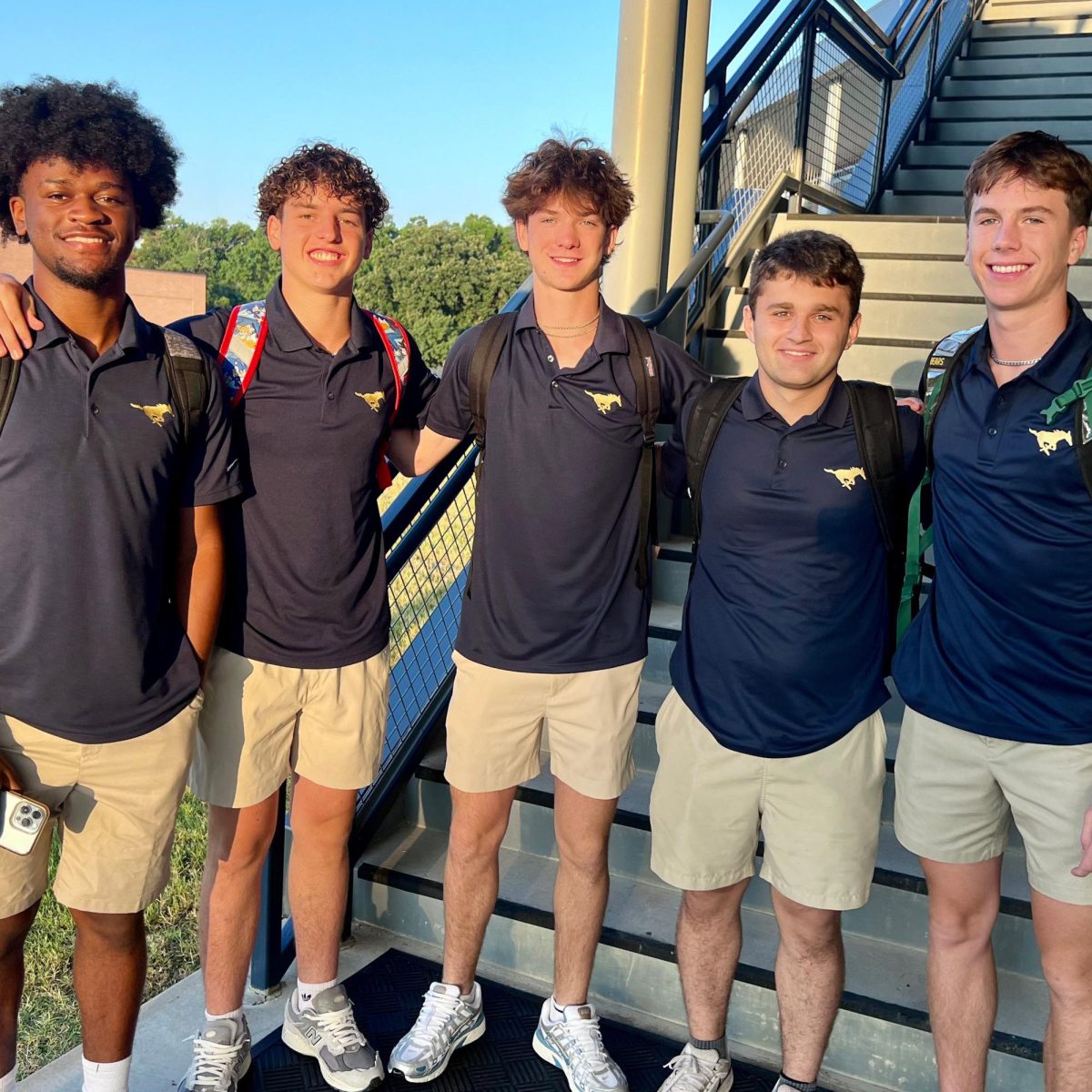 Senior boys take a picture before their first day of school.