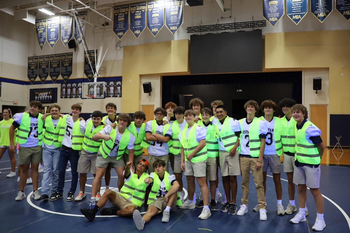 Varsity football team matches for neon theme. 