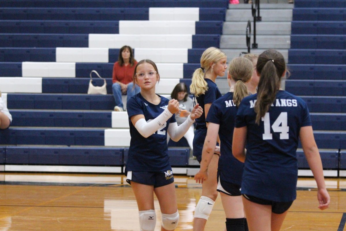 Seventh grader Jada Westra prepares for next play.