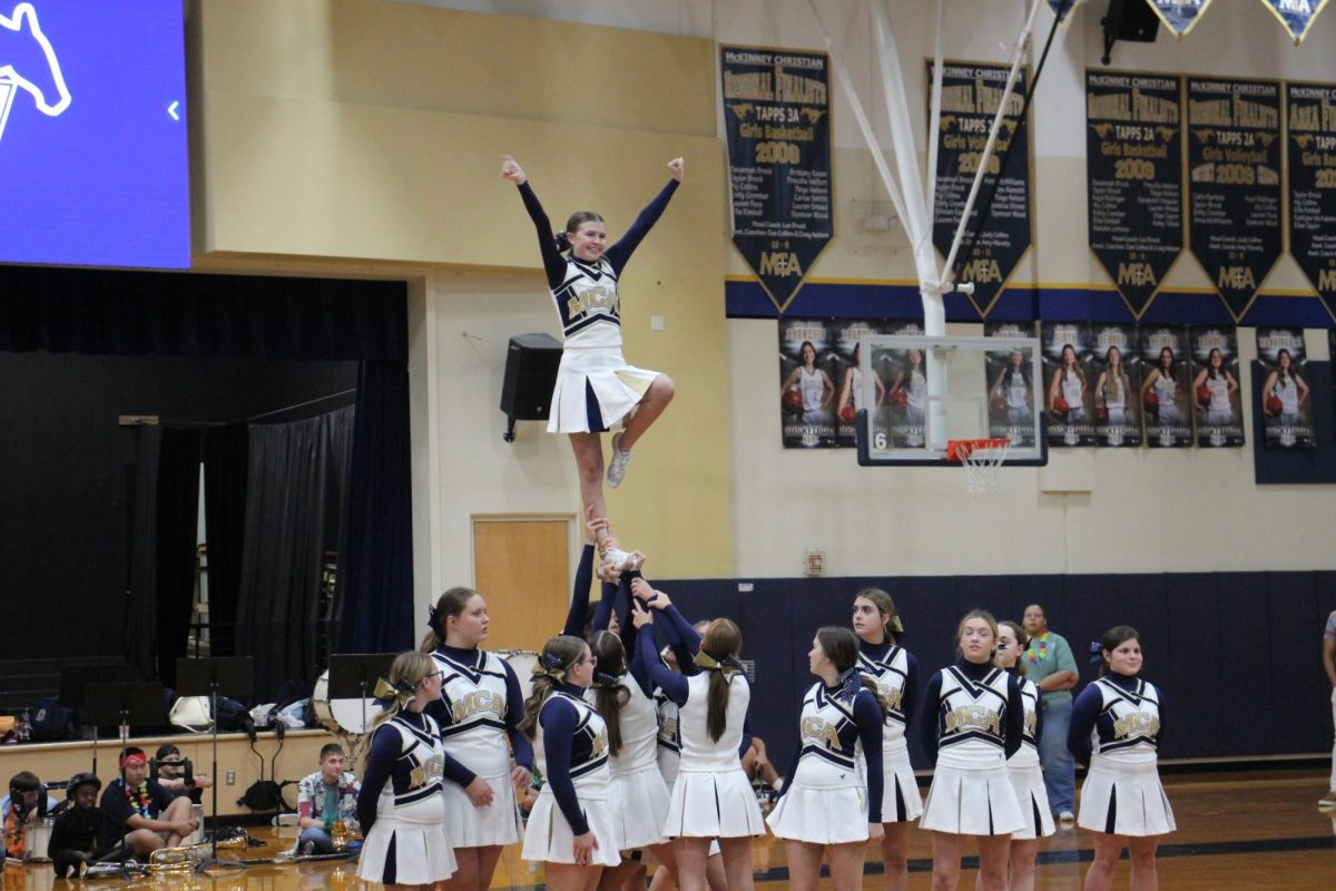 Cheerleader's preform for the school