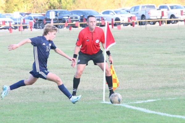 Junior Kody Zbranek takes a corner kick. 