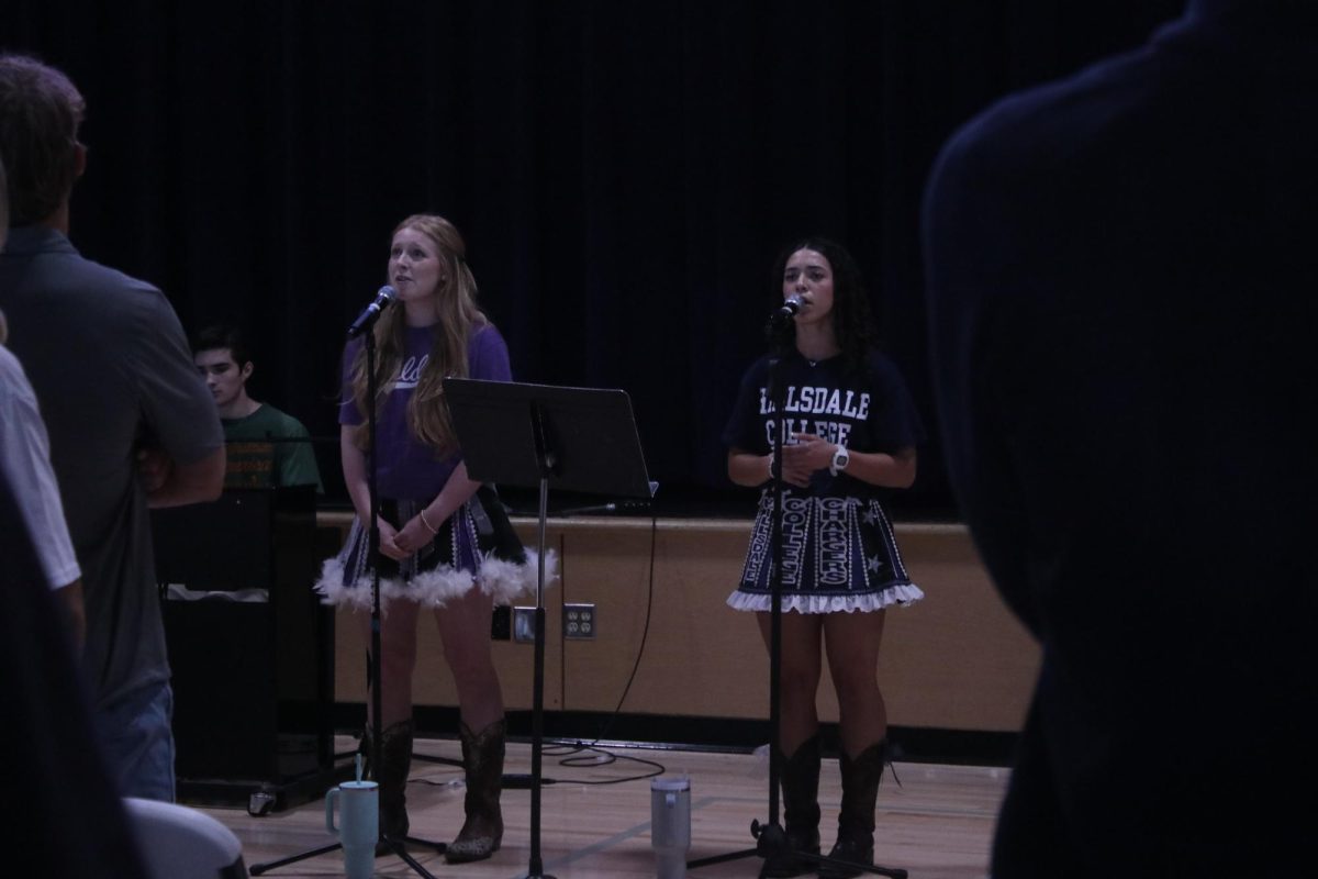 Senior Davie Kitzmiller and Senior Jaden Brock lead Senior chapel worhsip