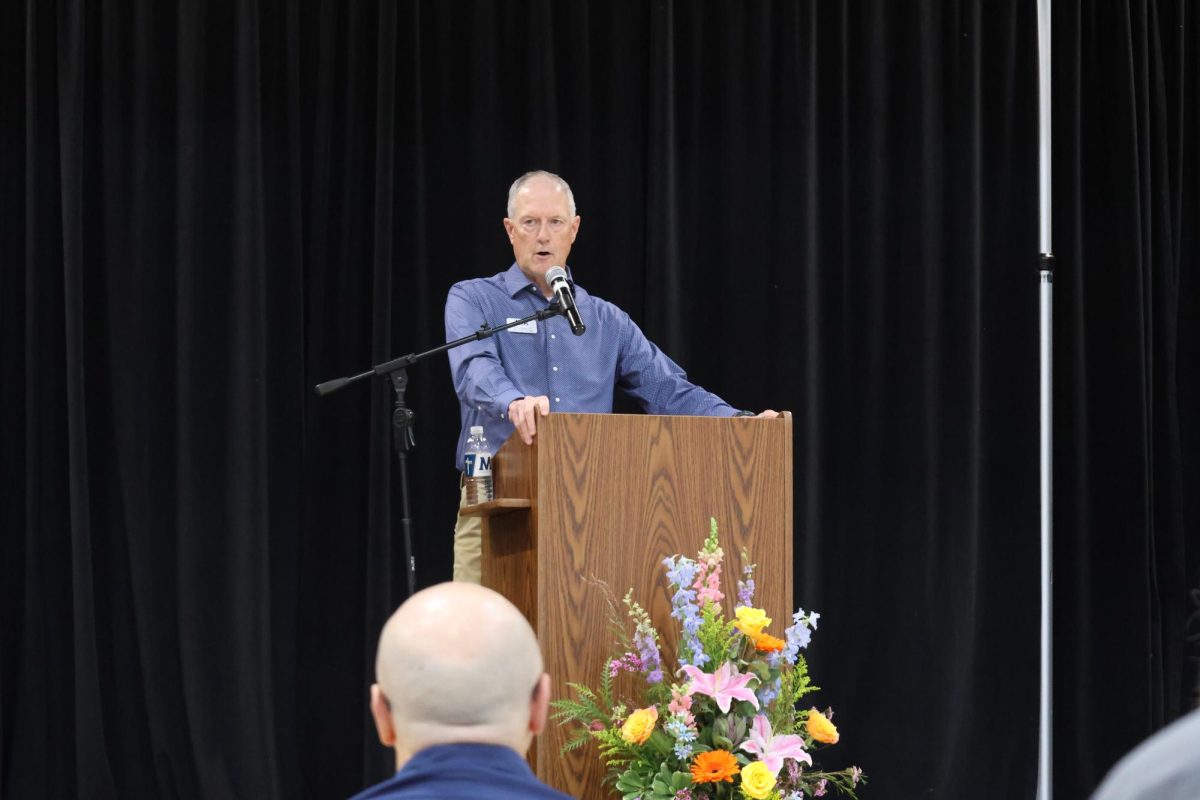 Upper School Principal, Kyle Morrill, opens the award ceremony.