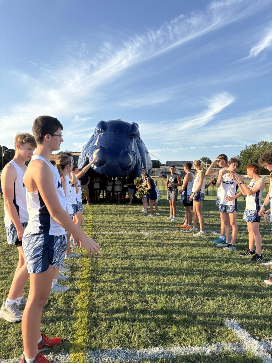 The cross country squad line up