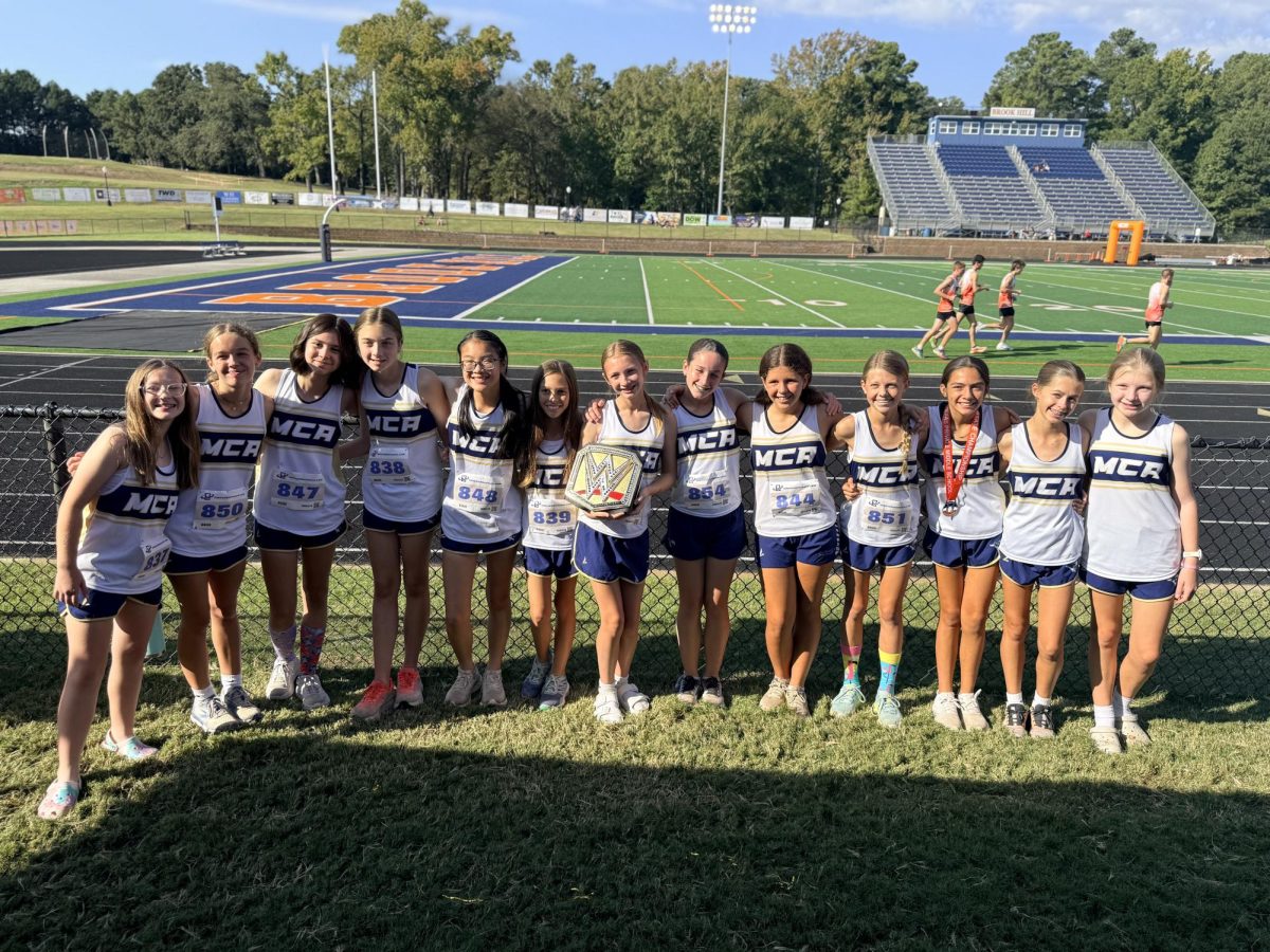 Girls' team gets together after their race.