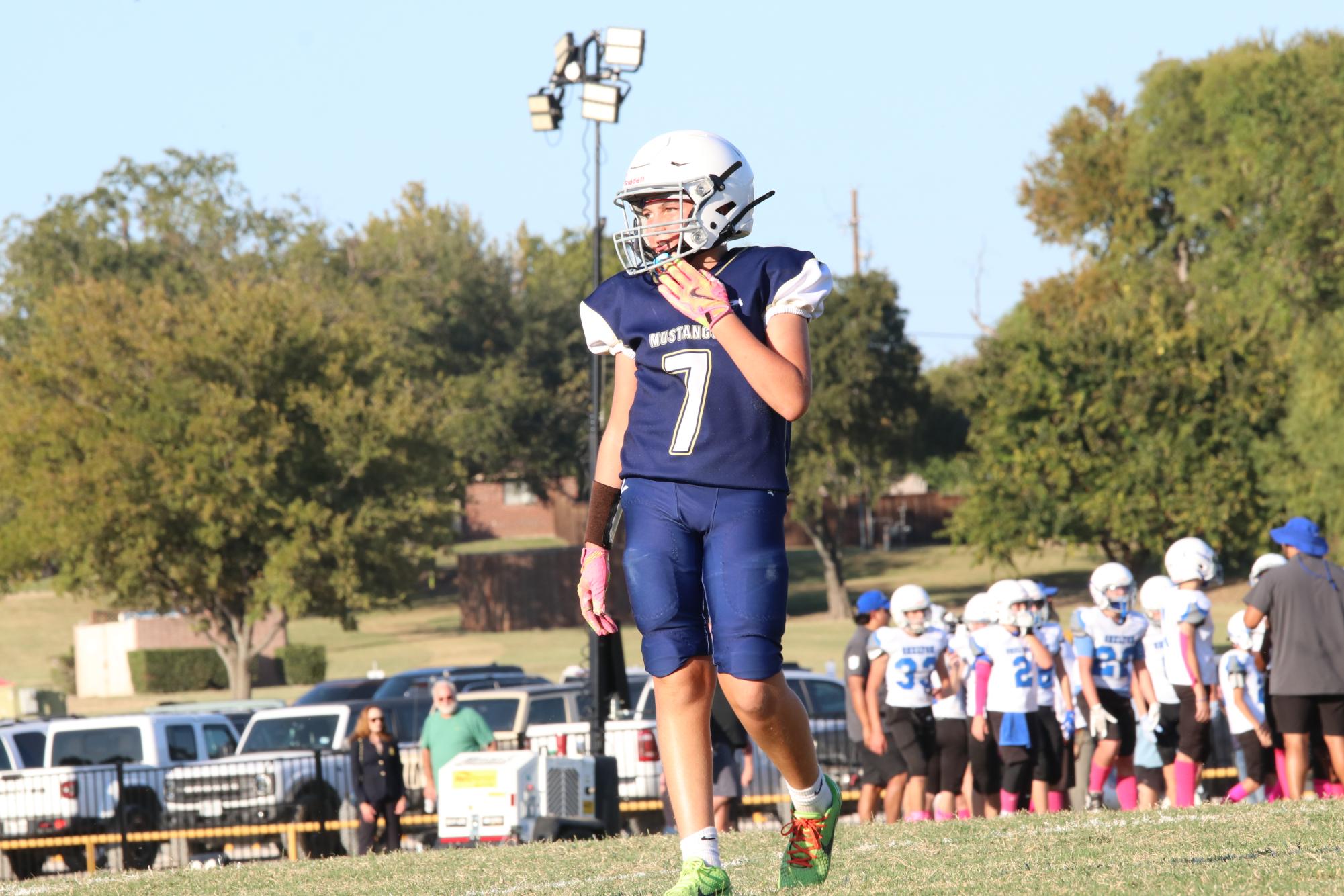 Middle School Mustang Football Plays Against Shelton