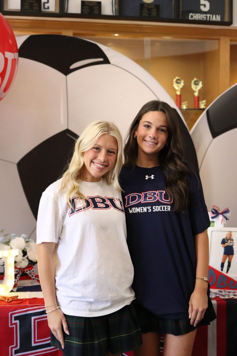 Seniors, Sadie Zbranek and Tatum Barnard,  pose to go to DBU