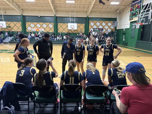 Team gathers for huddle to discuss game plan. 